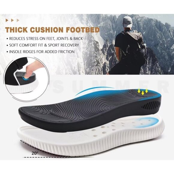 Casual Hiking Sandals Men\'s Black White Athletic Sports Walking Fisherman Shoes